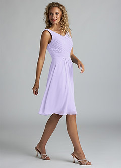 Azazie Grace Robes de demoiselle d'honneur Robe Trapèze en Mousseline de soie Plissée Lilas image4