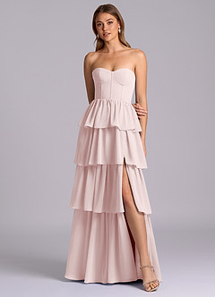 Azazie Faye Bridesmaid Dresses Blushing Pink A-Line Sweetheart Neckline Chiffon Dress image4