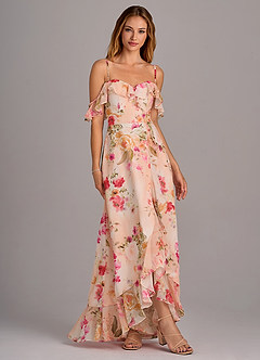 Azazie Lyra Bridesmaid Dresses Abstract Bouquet Floral A-Line Chiffon Convertible Dress image2