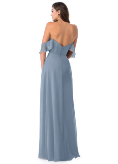 Azazie Juna Abiti da Damigella Abito Convertibile A-Line in Chiffon Increspato Blu Polveroso image7