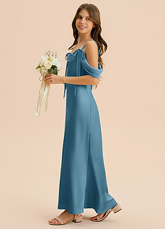 Azazie Bellalina Junior Syrena Pofałdowany Satyna elastyczna Długość podłogi Młodsza druhna Sukienka image5