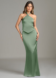Azazie Francesca Bridesmaid Dresses Matcha Sheath Stretch Satin Dress image1