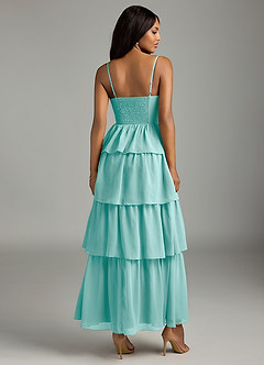 Azazie Kaiden Bridesmaid Dresses Aqua A-Line Sweetheart Neckline Chiffon Dress image2