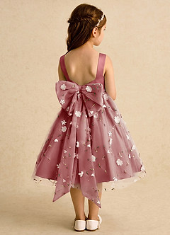 Azazie Bean Robe Demoiselle D'honneur Fillette Robe Princesse en Tulle Arc Antique Rose image2