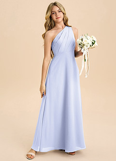 Azazie Phaedra Junior Vestido de Lavanda de Gasa de Corte en A con Plisado image6