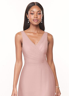 Azazie Nala Bridesmaid Dresses Powder Pink A-Line Pleated Chiffon Dress image4