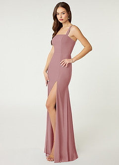 Azazie Alara Kleider zum Anprobieren zu Hause Etui Seitliche Cut-Outs Stretch-Chiffon Kleid Wüstenrose image3