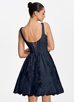 Laetitia Marine Minikleid mit eckigem Ausschnitt, Schnürung und Korsett image2