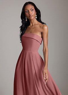 Azazie Lucienne Vestidos de damas de honor Vestido de Amatista de Gasa de Corte en A Convertible con Sin tirantes image4