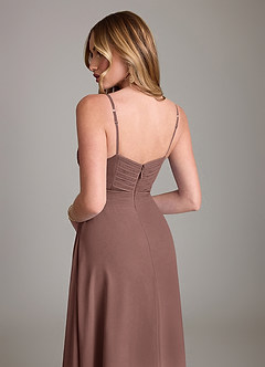 Azazie Terese Bridesmaid Dresses Espresso A-Line Pleated Chiffon Dress image7