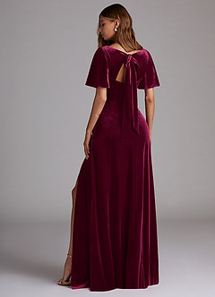 Azazie Kimber Bridesmaid Dresses Cabernet A-Line with Pockets Velvet Dress image5