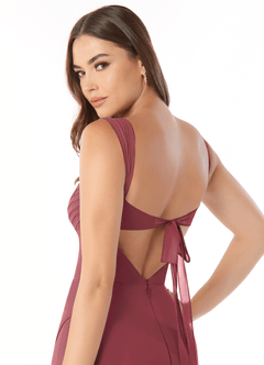 Azazie Audre Bridesmaid Dresses Merlot Mermaid Pleated Chiffon Dress image6