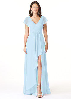 Azazie Omari Bridesmaid Dresses Sky Blue A-Line Chiffon Dress image1