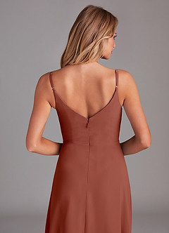 Azazie Daenerys Bridesmaid Dresses Auburn A-Line Cowl Chiffon Dress image7