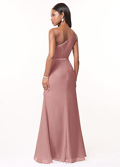 Azazie Liza Bridesmaid Dresses Dusty Rose Mermaid One Shoulder Chiffon Dress image4