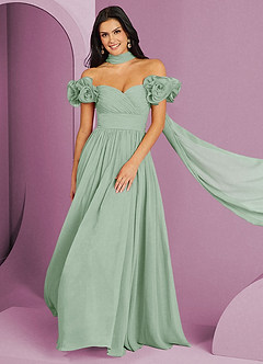 Barbie ♥ Azazie Vestidos de damas de honor Vestido de Agave de Gasa de Corte en A Convertible con Vestidos sin tirantes image1