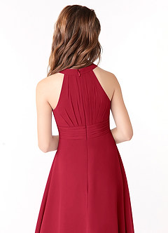 Azazie Linna Junior Scarlet A-Line Pleated Chiffon Dress image3