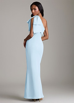 Azazie Yuanna Bridesmaid Dresses Sky Blue Mermaid One Shoulder Chiffon Dress image2