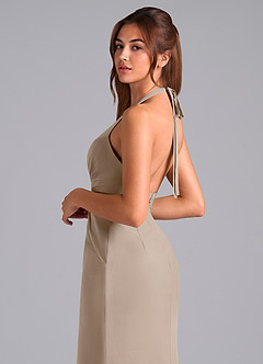 Azazie Valerie Brautjungfernkleider Meerjungfrau-Linie Plissee Chiffon Kleid Taupe image2