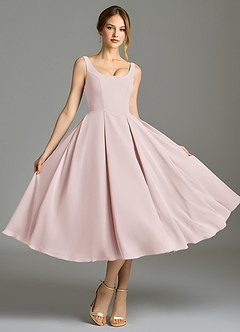 Azazie Amalie Bridesmaid Dresses Blushing Pink A-Line Pleated Chiffon Dress image5