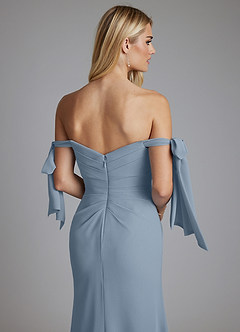 Azazie Nehemia Brautjungfernkleider Wandelbar Meerjungfrau-Linie Schulterfrei Chiffon Kleid Staubblau image3