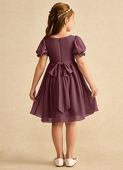 Azazie Jolie Flower Girl Dresses Sangria A-Line with Sleeves Chiffon Dress image2