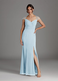 Azazie Blanchett Final Sale Sky Blue Mermaid Sequins Chiffon Dress image2