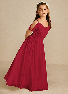 Azazie Chelle Flower Girl Dresses Scarlet A-Line Pleated Chiffon Dress image5