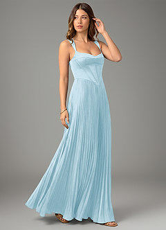 Azazie Avenelle Bridesmaid Dresses Sky Blue A-Line Corset Stretch Satin Dress image5