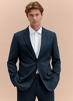 front James Navy Blue Structured Stretch Suit Jacket