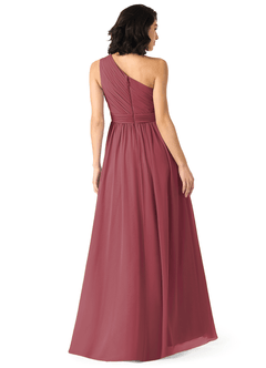 Azazie Mathilda Bridesmaid Dresses Merlot A-Line One Shoulder Chiffon Dress image2