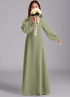 Azazie Bondi Junior Klänning av A-Line i Chiffong Blouson image1