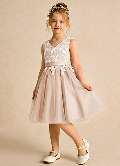 Azazie Butterfly Flower Girl Dresses English Rose A-Line Lace Dress image4