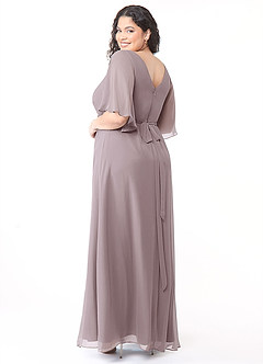 Azazie Cierra Brautjungfernkleider A-Linie V-Hals Chiffon Kleid Dämmerung image12