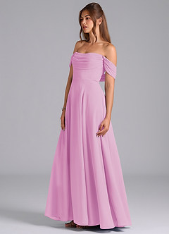 Azazie Almina Bridesmaid Dresses Candy Pink A-Line Off the Shoulder Chiffon Convertible Dress image6
