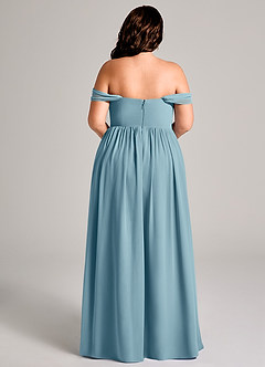 Azazie Calianna Bridesmaid Dresses Moody Blue A-Line Off the Shoulder Chiffon Convertible Dress image15