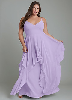 Azazie Zaina Bridesmaid Dresses Lilac A-Line Chiffon Dress image9