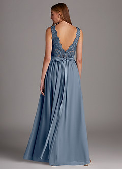 Azazie Elly Bridesmaid Dresses Twilight A-Line Lace Scoop Neck Chiffon Dress image2
