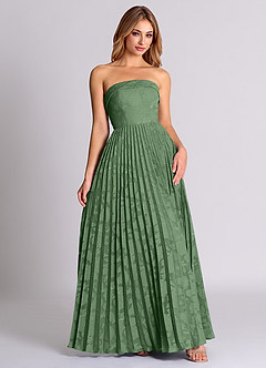 Azazie Mariana Bridesmaid Dresses Eucalyptus A-Line Strapless Floral Burnout Convertible Dress image5