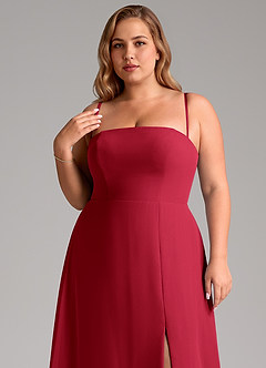 Azazie Wren Bridesmaid Dresses Scarlet A-Line Side Slit Chiffon Convertible Dress image11