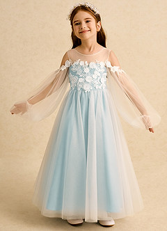 Azazie Zimi vestidos de niña de las flores Vestido de Neblina de Tul de Princesa con Escote de Corazón image4