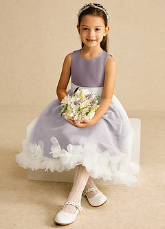 Azazie Stardust Blumenmädchenkleider A-Linie ärmellos Organza Kleid Dämmerung image2