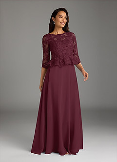 Azazie Averie vestidos de madre de la novia Vestido de Cabernet de Gasa de Corte En A con Cuello barco Lentejuelas image1