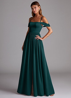 Azazie Calianna Bridesmaid Dresses Pine A-Line Off the Shoulder Stretch Satin Convertible Dress image3