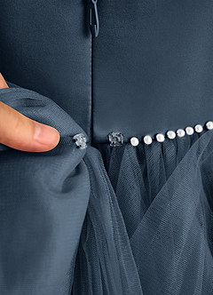 Azazie Tinie Blumenmädchenkleider Ballkleid Schleifen Tüll Kleid Neptunblau image8