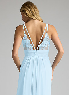 Azazie Maren Allure Bridesmaid Dresses Sky Blue A-Line V-Neck Lace Chiffon Dress image2