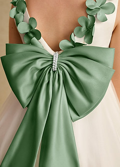Azazie Lilli Flower Girl Dresses Ivory Matcha A-Line Bow Tulle Dress image6