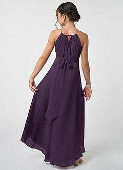 Azazie Oaklynn Junior Robe Trapèze en Mousseline de soie Plissée Prune image3