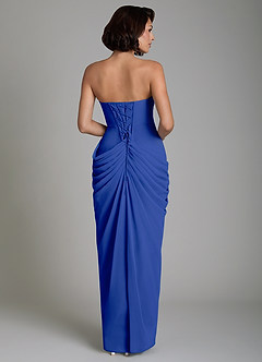 Azazie Nyra Bridesmaid Dresses Royal Blue Sheath Corset Chiffon Dress image2