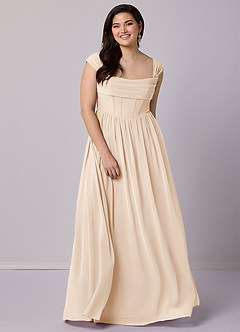 Barbie ♥ Azazie Bridesmaid Dresses White Alabaster A-Line Corset Chiffon Dress image23